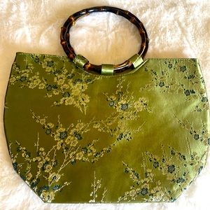 Sage Green Oriental embroidered handbag